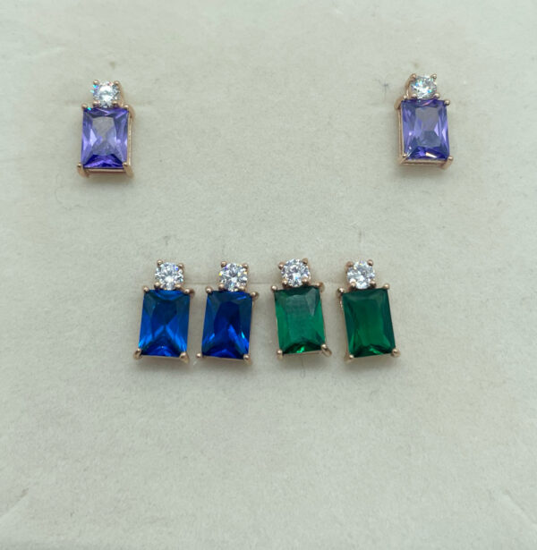 Orecchini a lobo zirconi in vari colori placcati oro rosa 18k