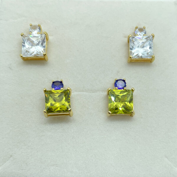 Orecchini a lobo con zircone quadrato giallo o bianco placcati oro giallo 18k