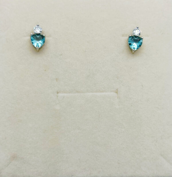 Orecchini a lobo con zircone cuore vari colori placcati rodio - immagine 4