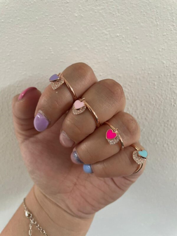 Anello pendente doppio cuore
