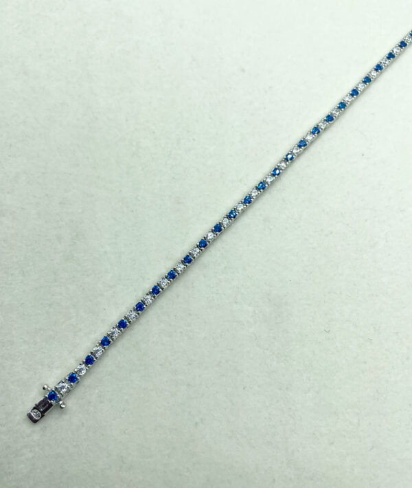 Bracciale tennis diametro 2mm con zirconi bianchi e blu - immagine 4