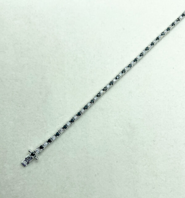 Bracciale tennis 2mm con zirconi bianchi e neri - immagine 4