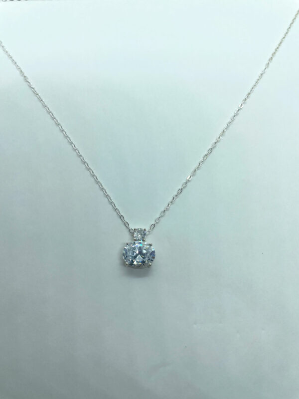 Collana pendente zircone bianco tondo e ovale - immagine 2