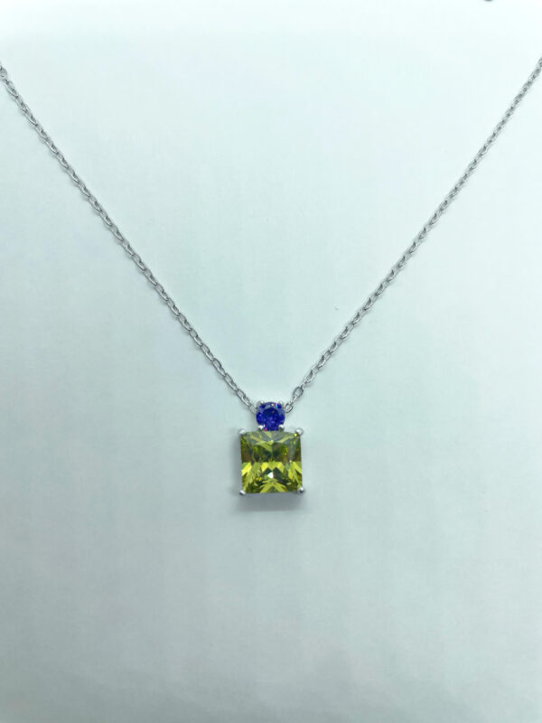 Collana pendente zircone quadrato bianco e giallo - immagine 2