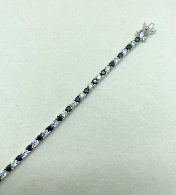 Bracciale tennis 3mm con zirconi bianchi e neri - immagine 4