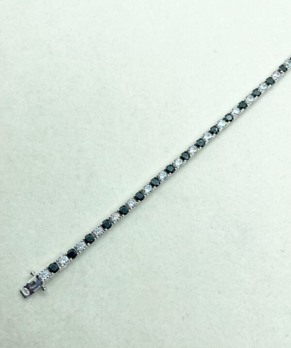 Bracciale tennis 3mm con zirconi bianchi e neri - immagine 3
