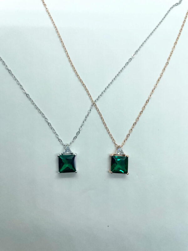 Collana pendente zircone quadrato verde