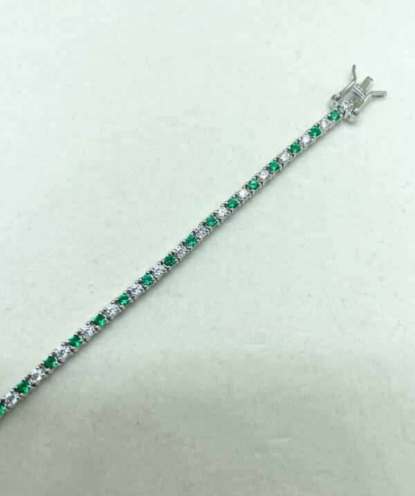 Bracciale tennis 2mm zirconi bianchi e verdi - immagine 4