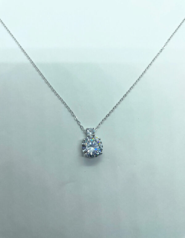 Collana pendente zircone bianco tondo e ovale - immagine 3