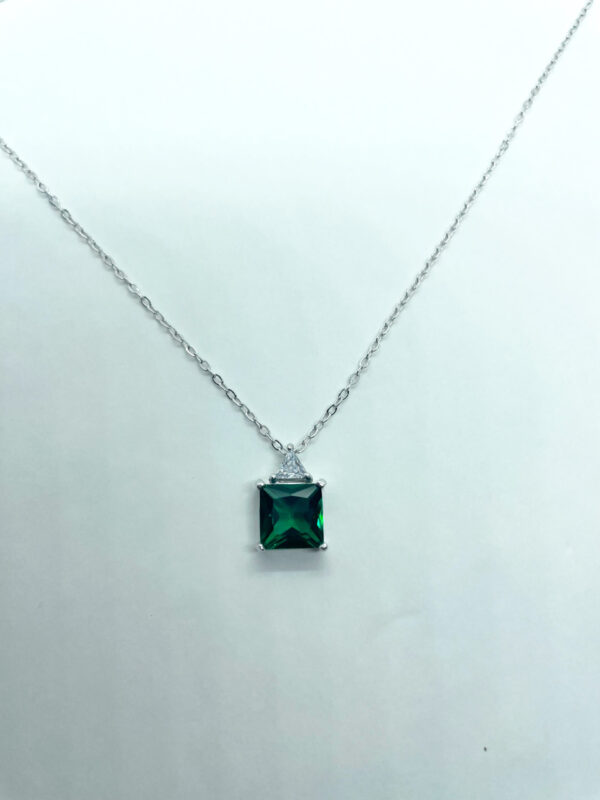 Collana pendente zircone quadrato verde - immagine 2