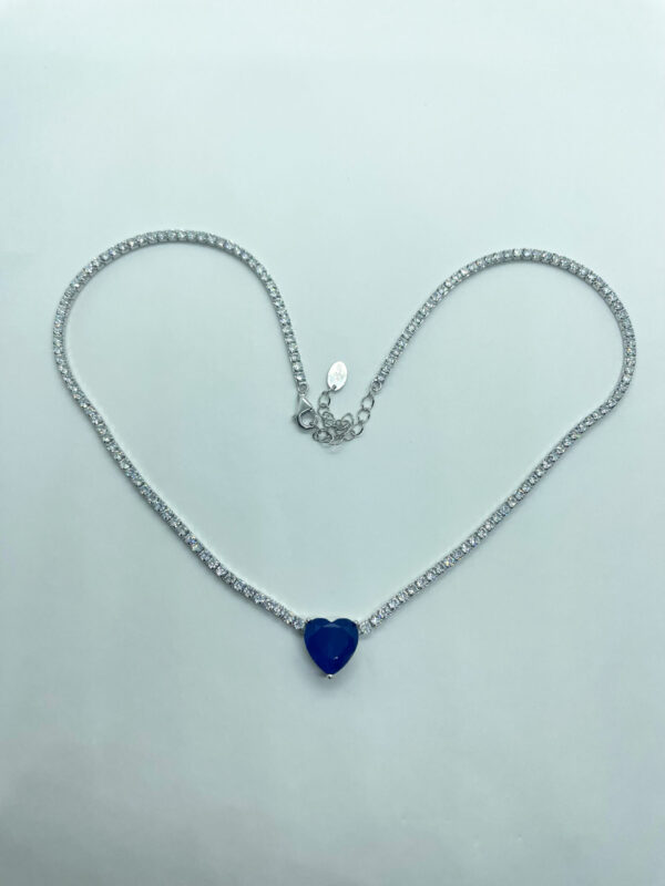 Collana tipo tennis con pendente pietra doppietta cuore - immagine 3