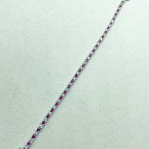 Bracciale tennis 2mm con zirconi bianchi e rossi