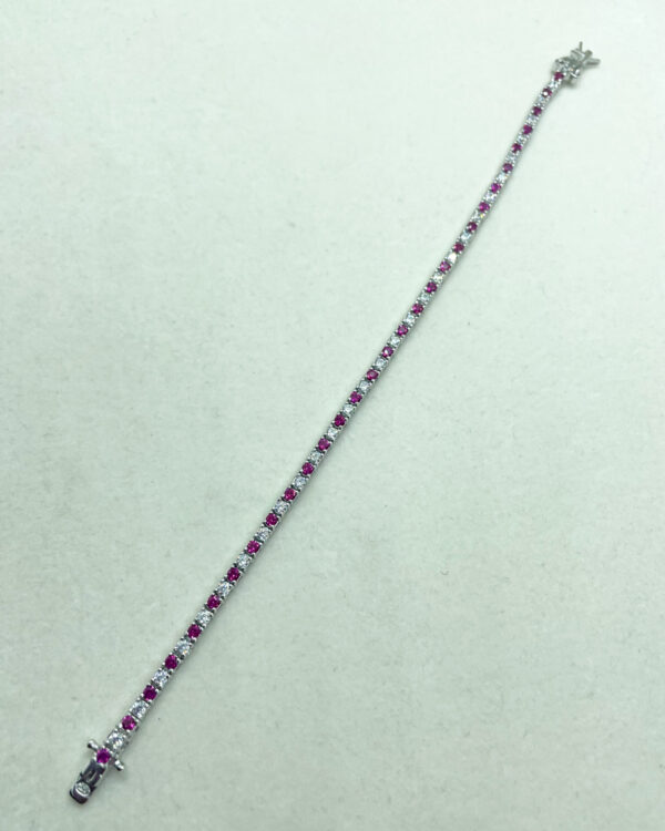 Bracciale tennis 2mm con zirconi bianchi e rossi