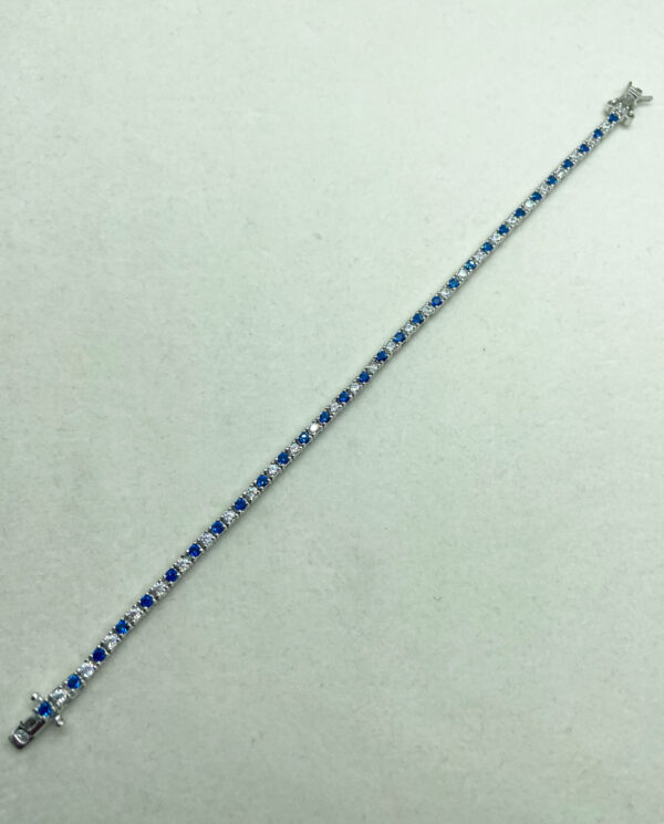 Bracciale tennis diametro 2mm con zirconi bianchi e blu