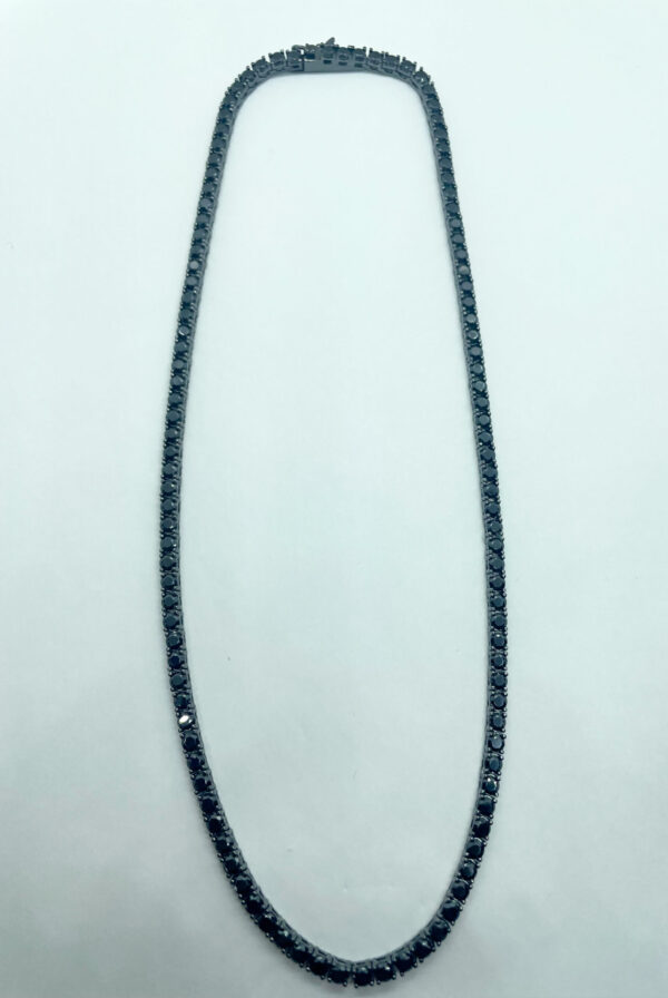 Collana tennis nera con zirconi diametro 3mm - immagine 2