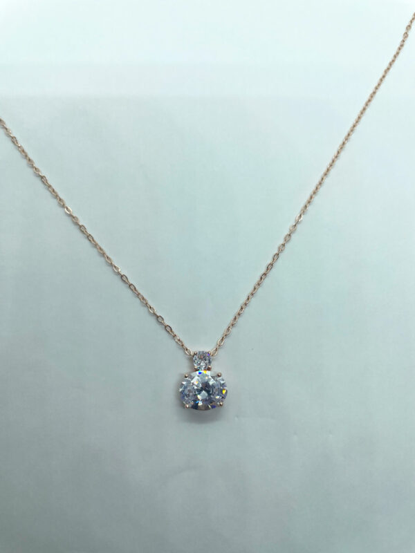Collana pendente zircone bianco tondo e ovale - immagine 3