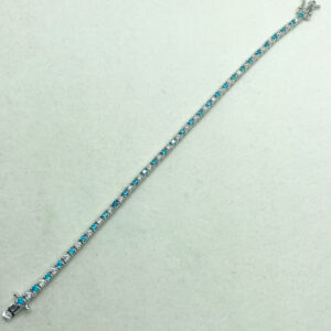 Bracciale tennis 2mm con zirconi bianchi e acqua marina