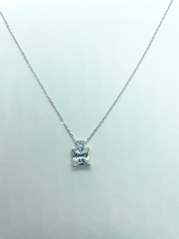 Collana pendente zircone quadrato bianco e giallo - immagine 3