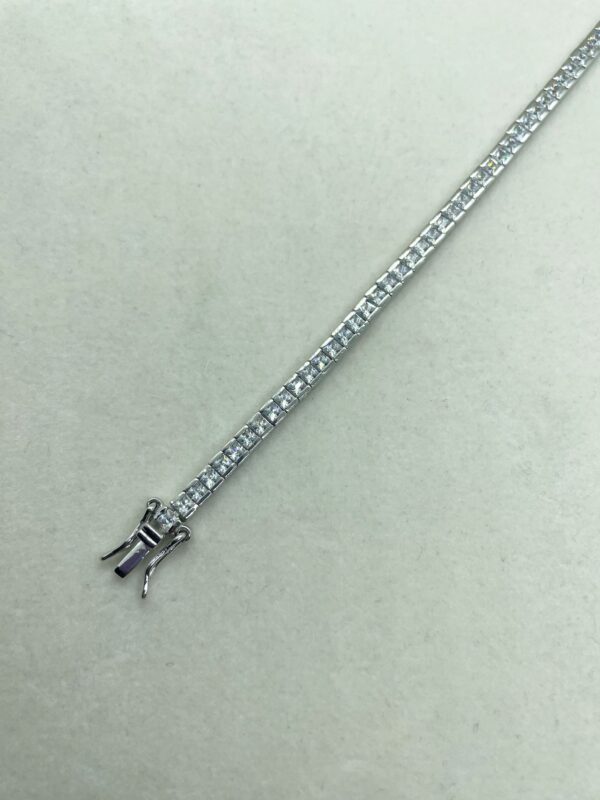 Bracciale tennis carrè con zirconi bianchi diametro 2mm - immagine 2