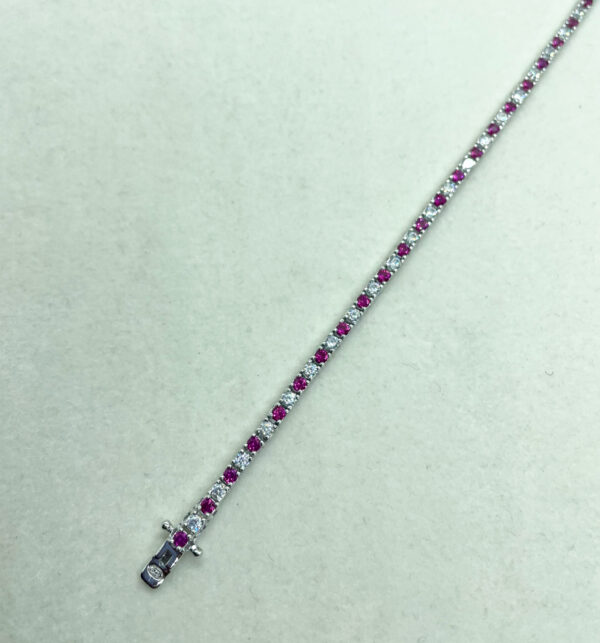 Bracciale tennis 2mm con zirconi bianchi e rossi - immagine 3