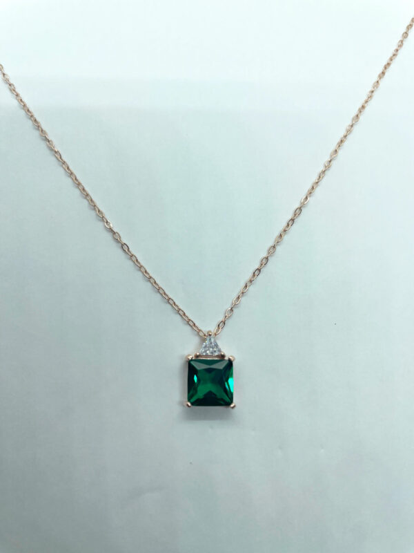 Collana pendente zircone quadrato verde - immagine 3