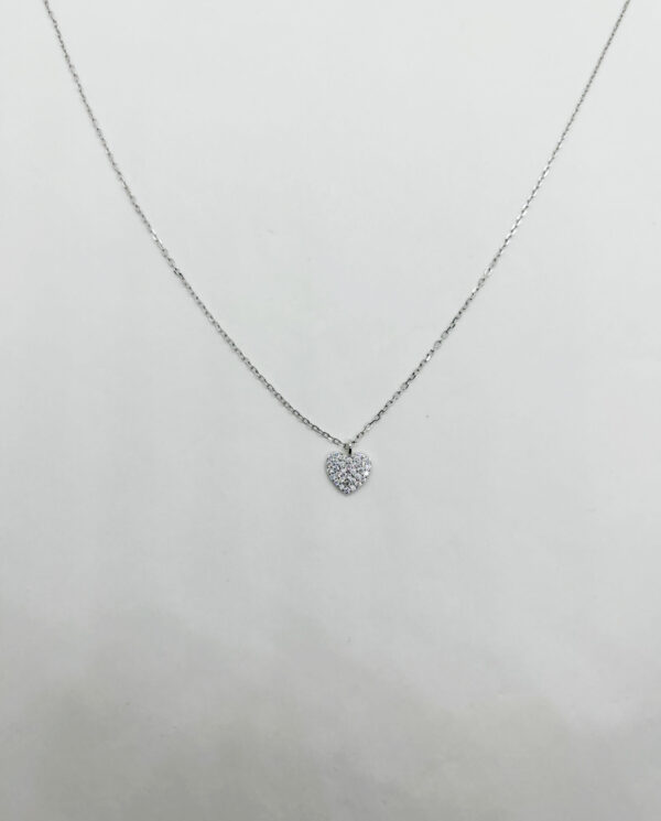 Collana con pendente cuori zirconi bianchi