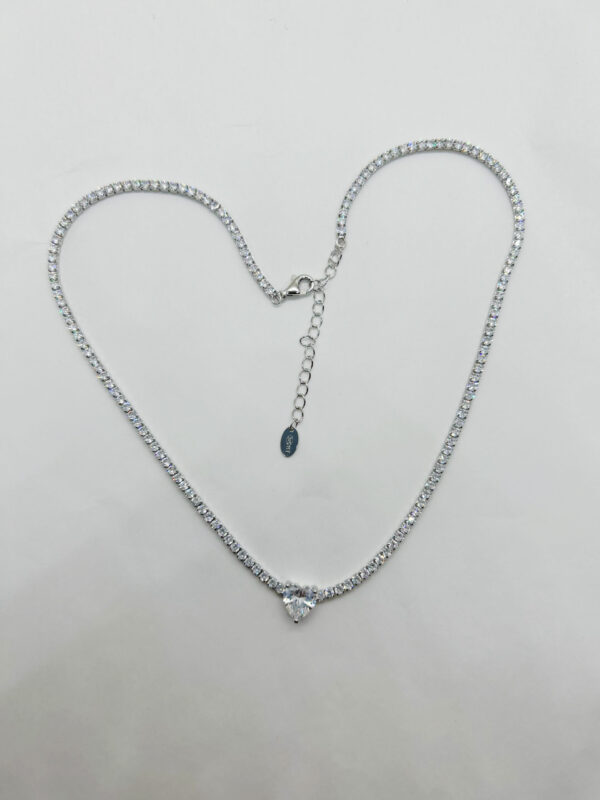 Collana tennis con cuore bianco