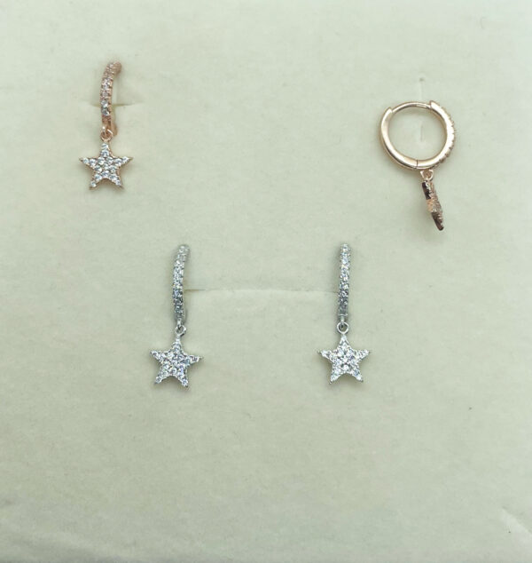 Orecchini cerchietto pendente stella - immagine 3