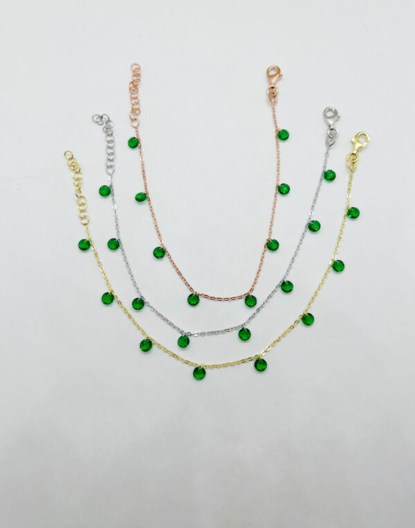 Bracciale con pendenti zirconi verdi