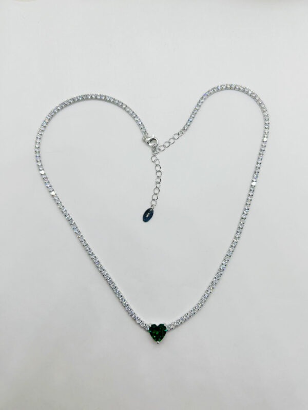 Collana tennis con cuore verde