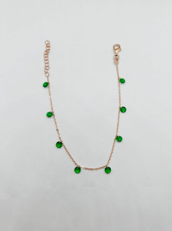 Bracciale con pendenti zirconi verdi - immagine 2