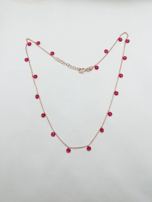 Collana pendenti zirconi fucsia - immagine 3