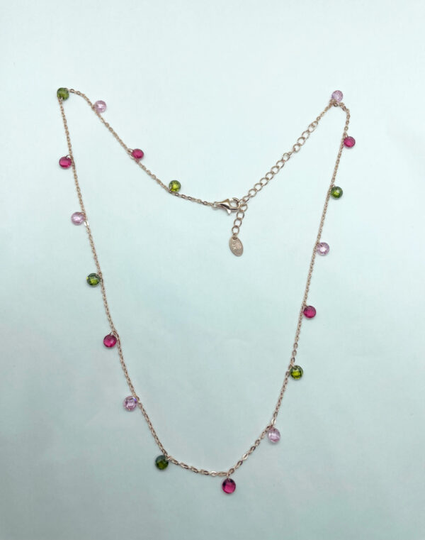 Collana con pendenti zirconi multicolor