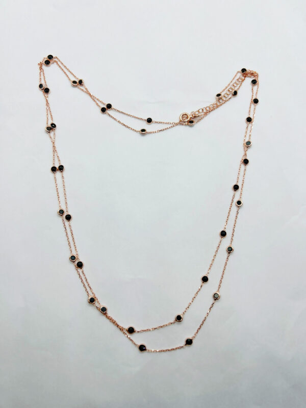 Collana placcata oro rosa 18k cpn zirconi neri 92cm+6cm
