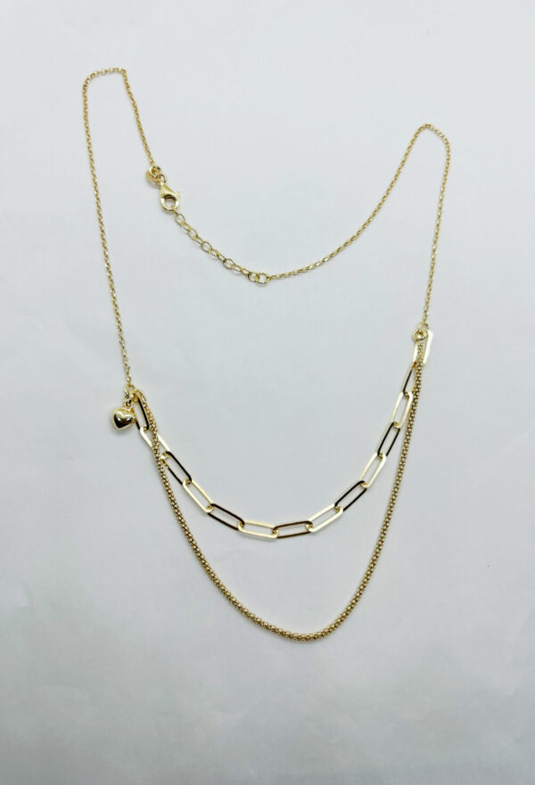Collana doppio filo con pendente cuore