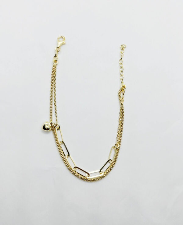 Bracciale con doppio filo e pendente cuore - immagine 3