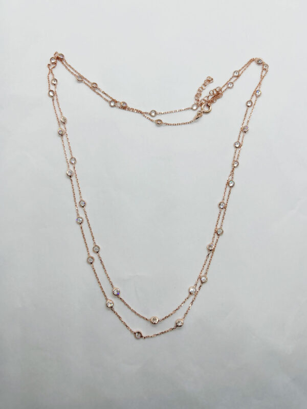 Collana placcata oro rosa 18k con zirconi bianchi 92cm+6cm