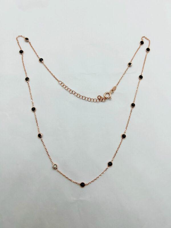 Collana placcata oro rosa 18k con zirconi neri