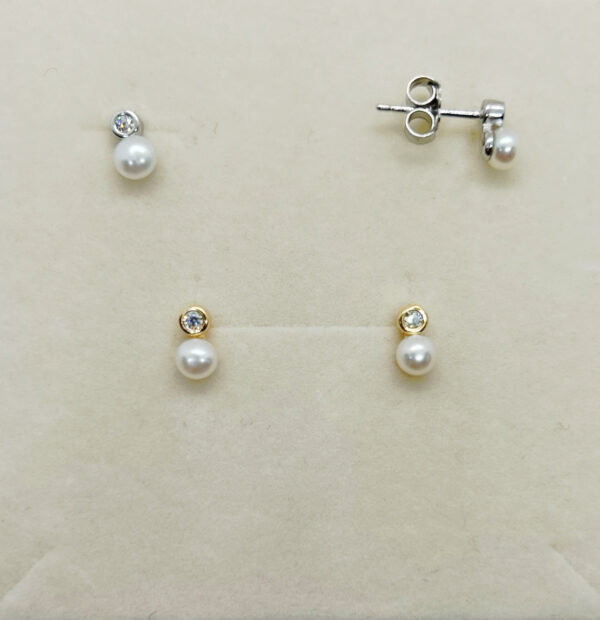 Orecchino con zircone e perla - immagine 2