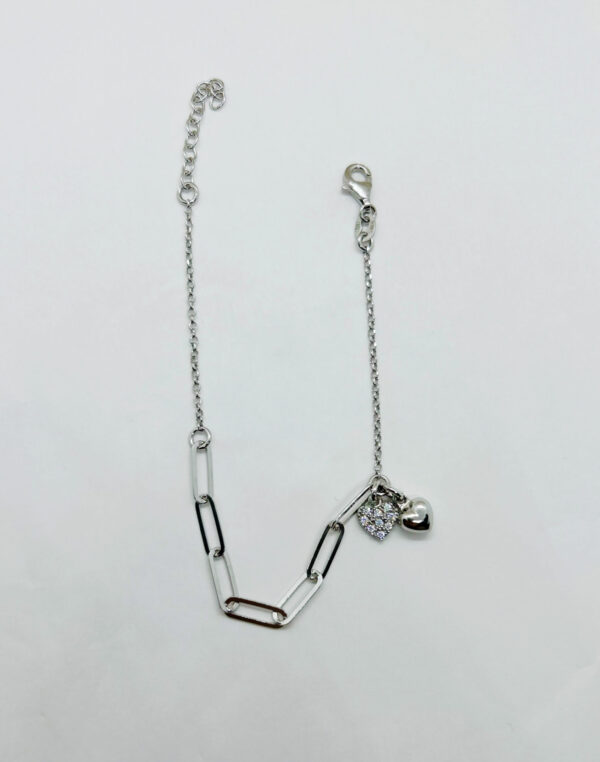 Bracciale con doppia lavorazione con pendenti cuori