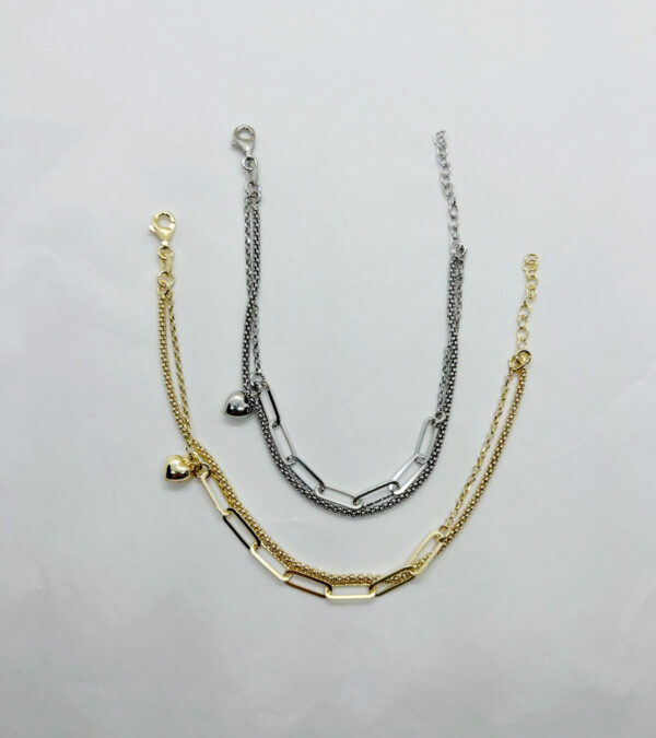 Bracciale con doppio filo e pendente cuore