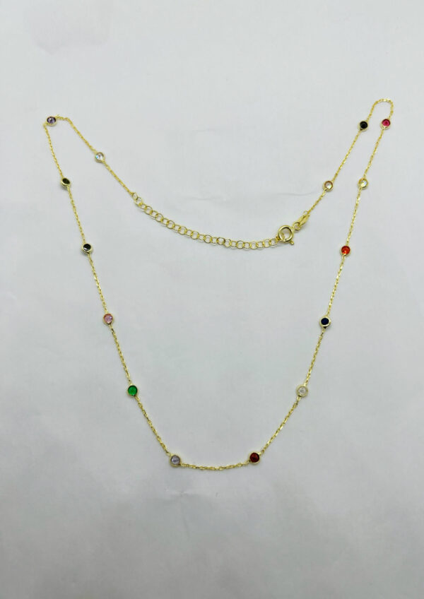 Collana placcata oro giallo 18k con zirconi multicolor