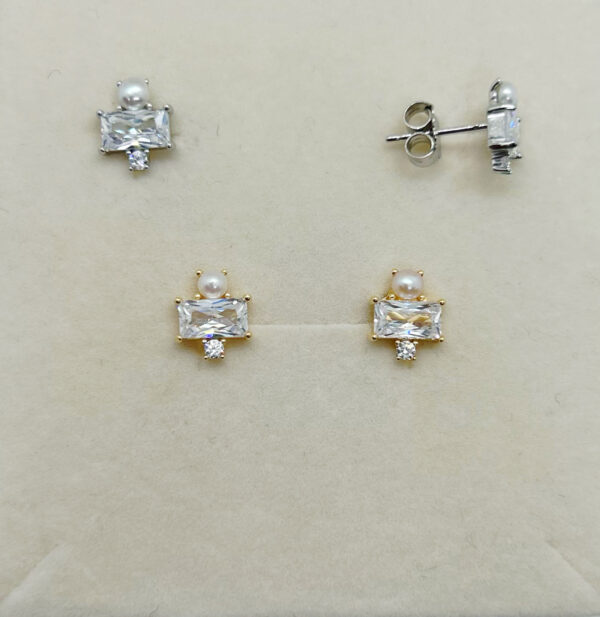 Orecchino perla con zircone bianco - immagine 2