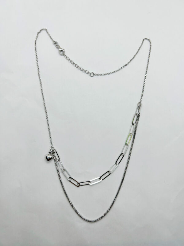 Collana doppio filo con pendente cuore - immagine 2