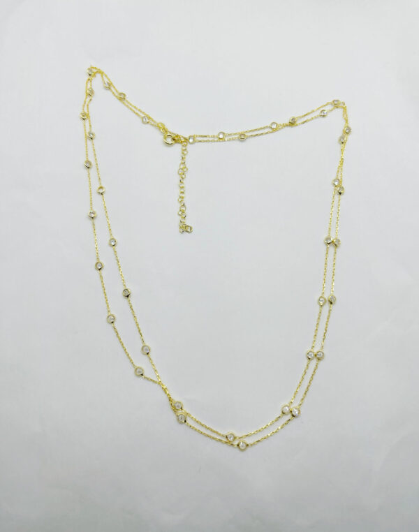 Collana placcata oro giallo con zirconi bianchi 92cm+6cm
