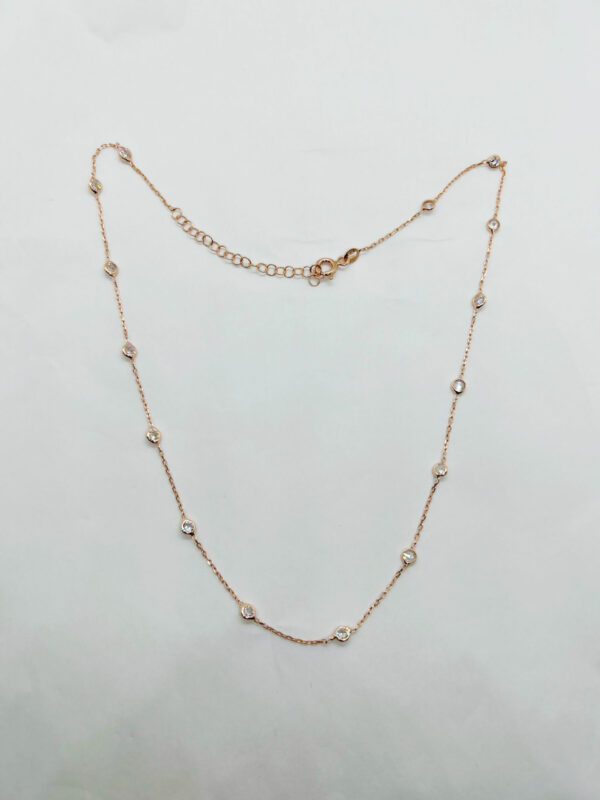 Collana placcata oro rosa 18k con zirconi bianchi