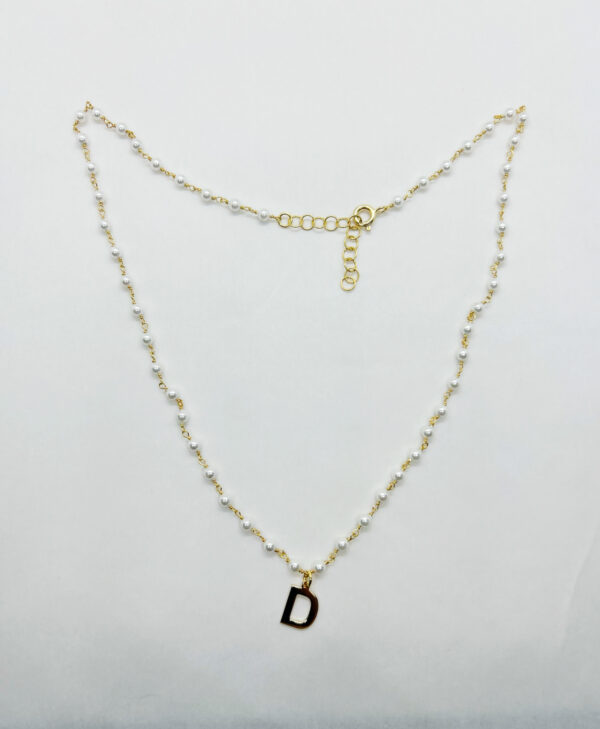 Collana incatenato perle con pendente iniziale liscia - immagine 2