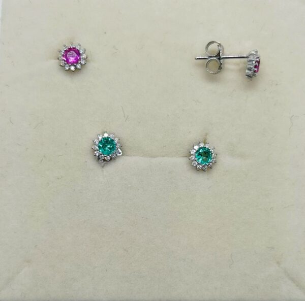 Orecchini con zircone fucsia o acqua marina - immagine 2