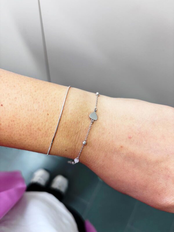 Bracciali con cristalli rosa chiaro e cuore liscio